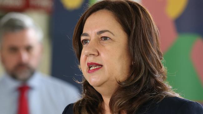 Queensland Premier Annastacia Palaszczuk speaks at Marsden State High School, south of Brisbane. Picture: NCA NewsWire / Jono Searle