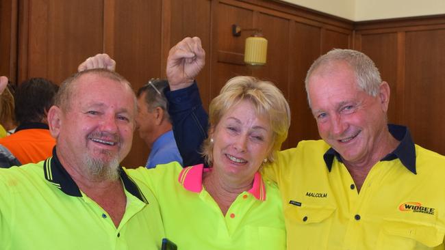 Peter Saal, Malcolm Biegel and Di Saal’s victory celebration following a 2018 council decision to let the company stay on Upper Widgee Rd has been drawn out by an appeal against the decision now in its second year.