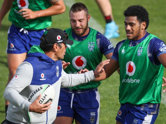 The Warriors complete a training session in Tamworth. Picture: AAP/David Gray