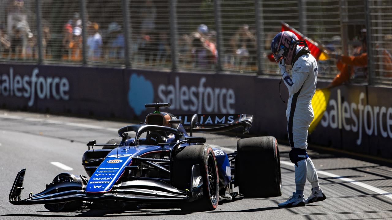 Albon’s car is done for the weekend. (Photo by Kym Illman/Getty Images)