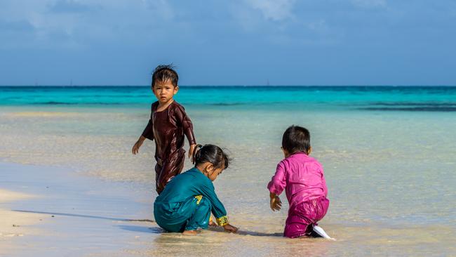 Local children play on Home Island in the Cocos (Keeling) Islands. Picture: Rik Soderlund/The Australian.