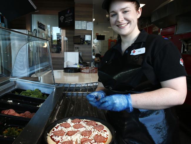 News Corp's 5000 Jobs in 50 Days campaign has doubled its target, reaching a bit over 10,000 jobs pledged for first-time jobseekers with 12 days still to go. Domino's has pushed the tally over with 2500 jobs immediately available. Photo is of Katie Armstrong who is in her first job at Domino's Hamilton. Photo Adam Armstrong.