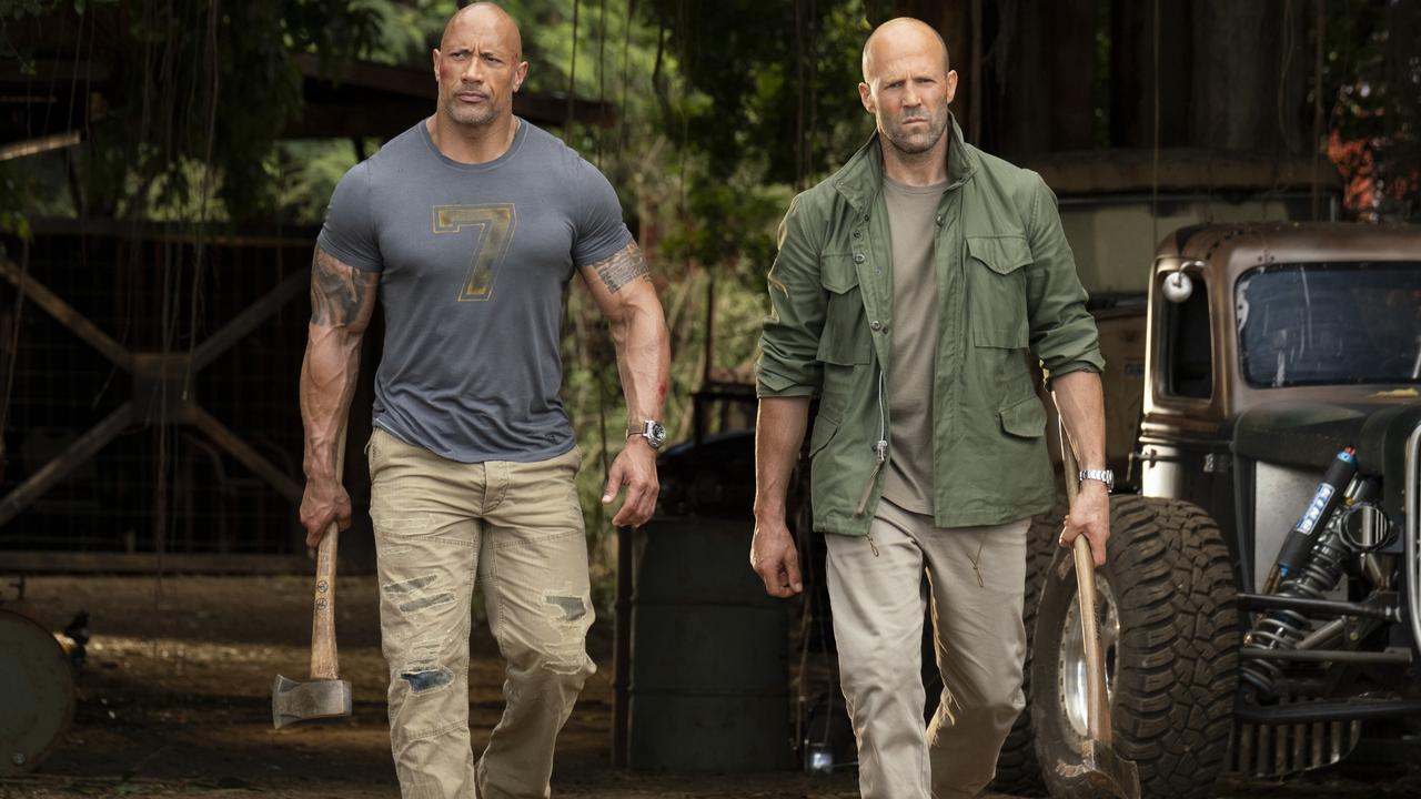 Dwayne Johnson and Jason Statham in a scene from Fast & Furious Presents: Hobbs & Shaw. Picture: Frank Masi/Universal Pictures via AP