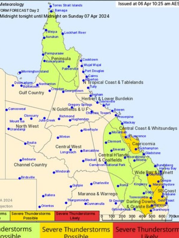 The BOM have released a storm forecast for Sunday.