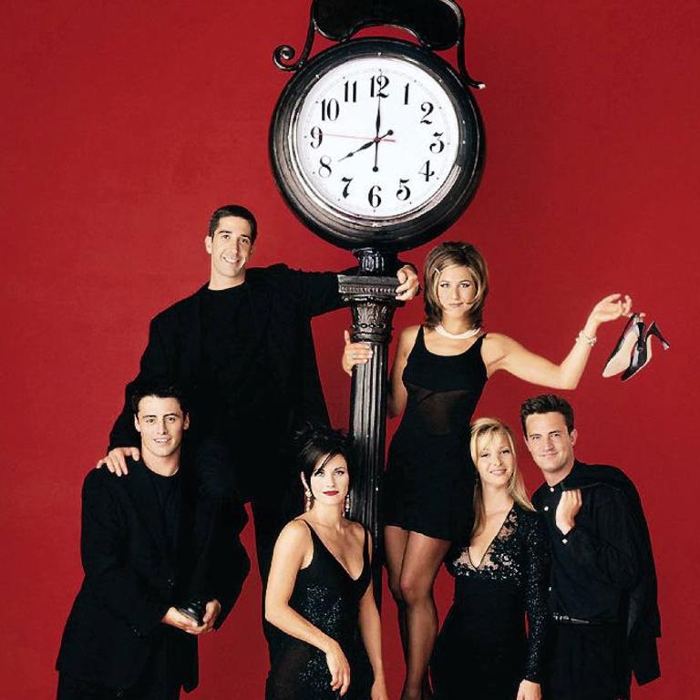 The cast of Friends (l-r) Matt LeBlanc as Joey, David Schwimmer as Ross, Courteney Cox as Monica, Jennifer Aniston as Rachel, Lisa Kudrow as Phoebe and Matthew Perry as Chandler.