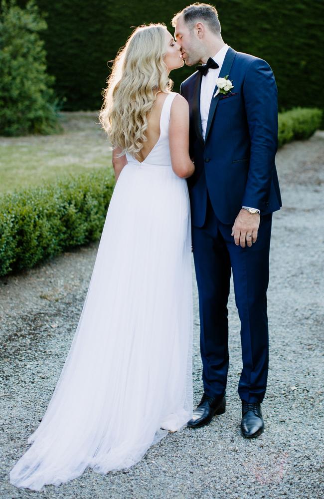 The wedding of Travis Cloke and Rebeccah Panozza, which was held at Coombes Estate in the Yarra Valley. Picture: Heart and Colour