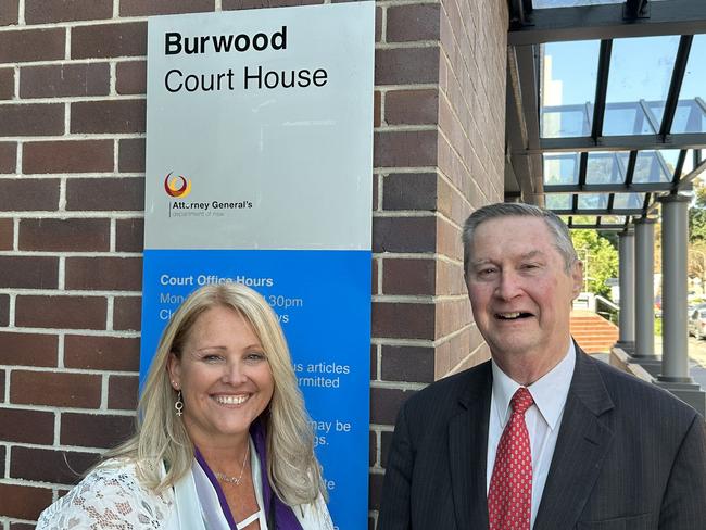 Kirralie Smith and her lawyer Greg Smith, a former NSW Attorney-General, outside court.