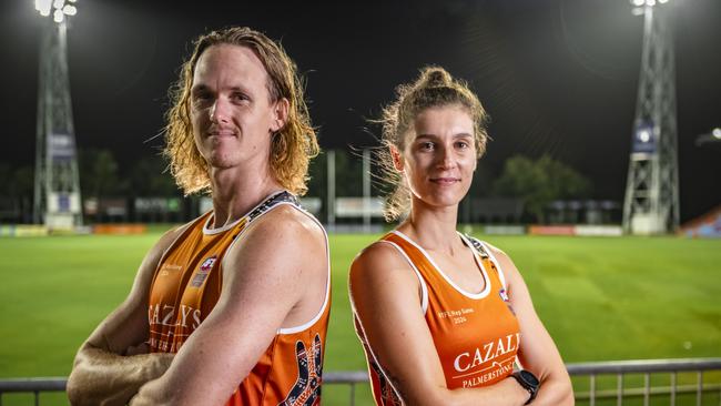 Ryan Nyhuis and Jasmyn Hewett have been named captains for the 2024 NTFL sides to play Essendon. Picture: Patch Clapp / AFLNT Media