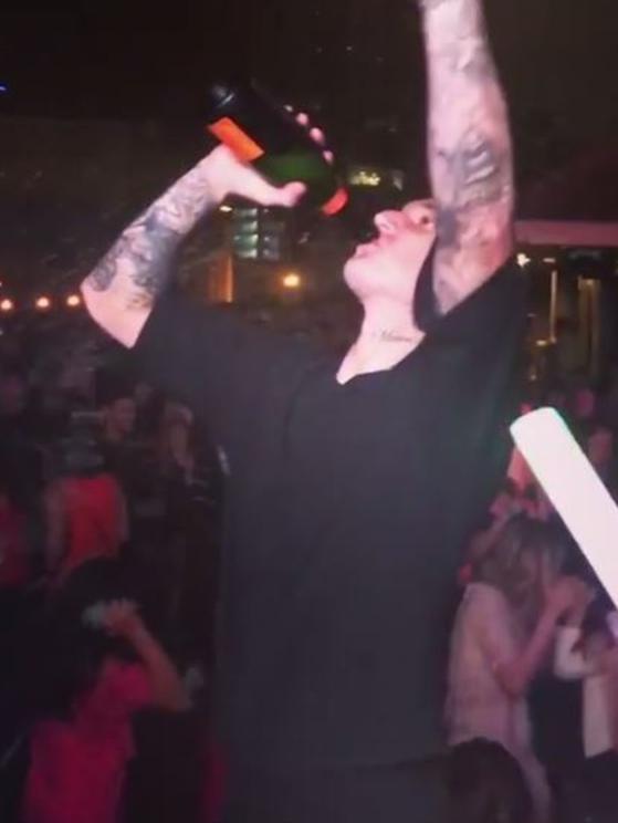 Dane Swan recorded this footage of Dustin Martin partying at the Summit Rooftop Lounge in Austin, Texas in October. Picture: @danes84/Instagram