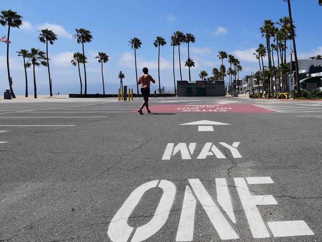 An empty scene at Santa Monica Beach. Picture: AFP