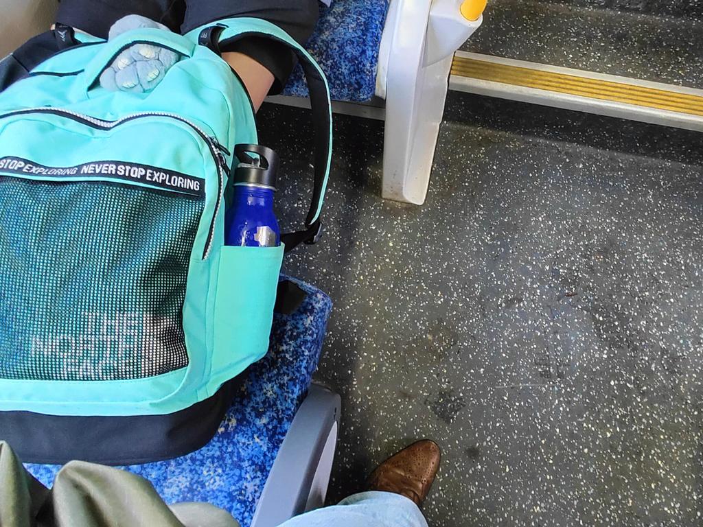A man who recently moved to Sydney shared this picture asking if it was normal to leave a bag on a seat on the metro train.Picture: Reddit