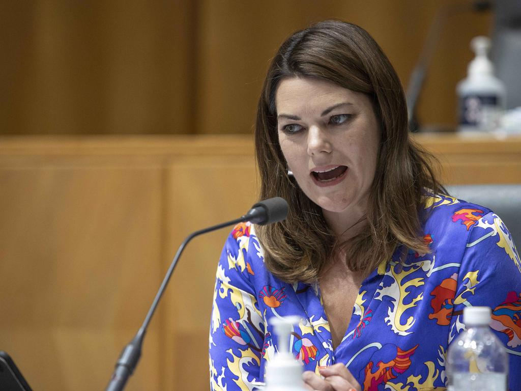 Senator Sarah Hanson-Young during the Senate inquiry into the news media bargaining code. Picture: Gary Ramage/NCA NewsWire