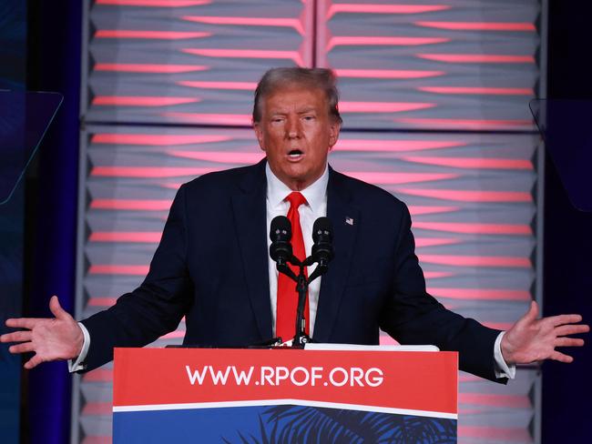 KISSIMMEE, FLORIDA - NOVEMBER 04: Republican presidential candidate former U.S. President Donald Trump speaks during the Florida Freedom Summit at the Gaylord Palms Resort on November 04, 2023 in Kissimmee, Florida. The Republican Party of Florida hosted the summit as candidates continue to campaign across the country.   Joe Raedle/Getty Images/AFP (Photo by JOE RAEDLE / GETTY IMAGES NORTH AMERICA / Getty Images via AFP)