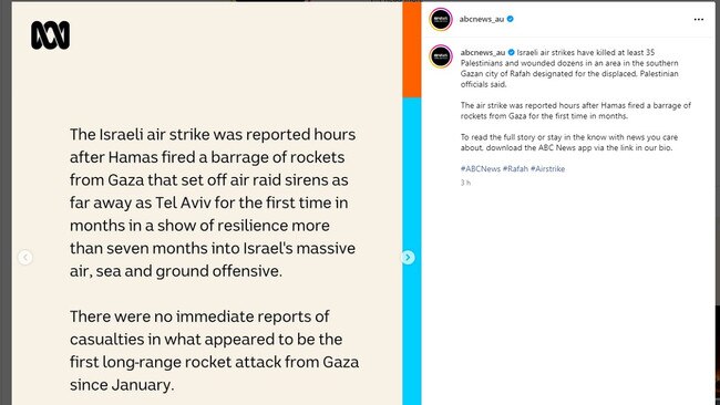 The Instagram post calling Hamas' strike a "show of resilience".