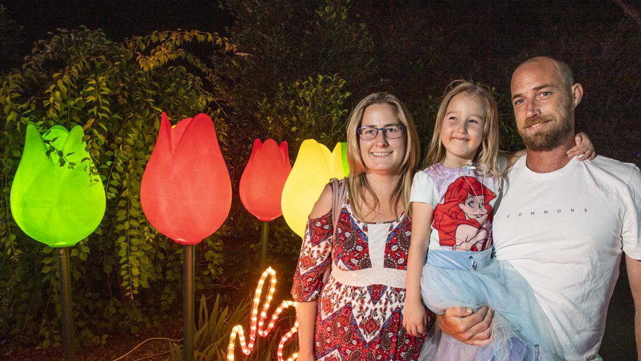 (from left) Tamara Foden, Liana Foden and Jay Datson. Opening of Toowoomba's Christmas Wonderland in Queens Park. Saturday, December 4, 2021. Picture: Nev Madsen.