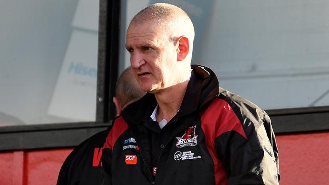 West Adelaide coach Mark Mickan on match day.