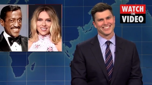 Colin Jost tricked into making fun of wife Scarlett Johansson (SNL)