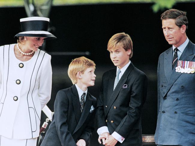 Prince Charles, the late Princess Diana and their children William and Harry in 1995. Picture: AFP