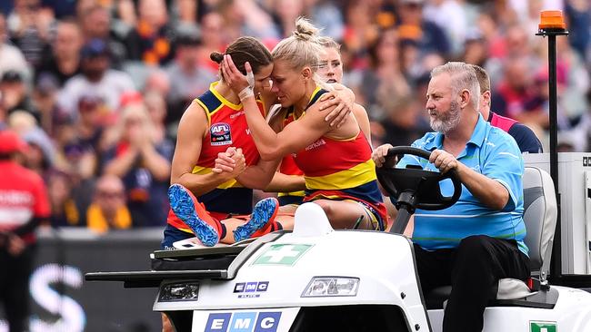 The reaction to Erin Phillips’s injury reduced a stadium to tears. Picture: Daniel Kalisz/Getty