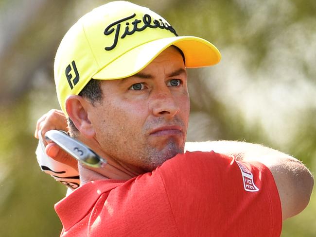 Australian golfer Adam Scott tees off on day two of the 2019 Australian PGA Championship at the RACV Royal Pines Resort on the Gold Coast, Friday, December 20, 2019.   (AAP Image/Dan Peled) NO ARCHIVING, EDITORIAL USE ONLY