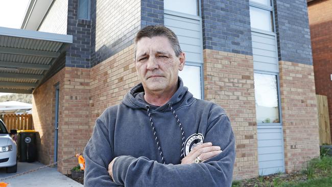 Gagebrook resident Andrew Cantrell in front of a new unit he is living in. Picture: Zak Simmonds