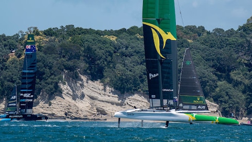 The Australian SailGP team in training. Picture: Bob Martin for SailGP.