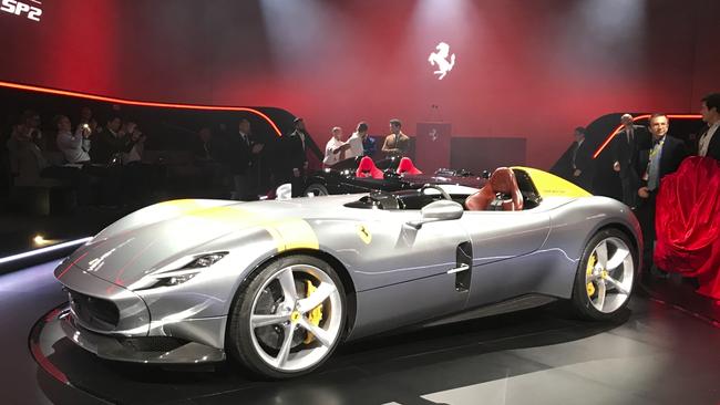 The Ferrari Monza SP1 car on display in Italy. Pic: AP