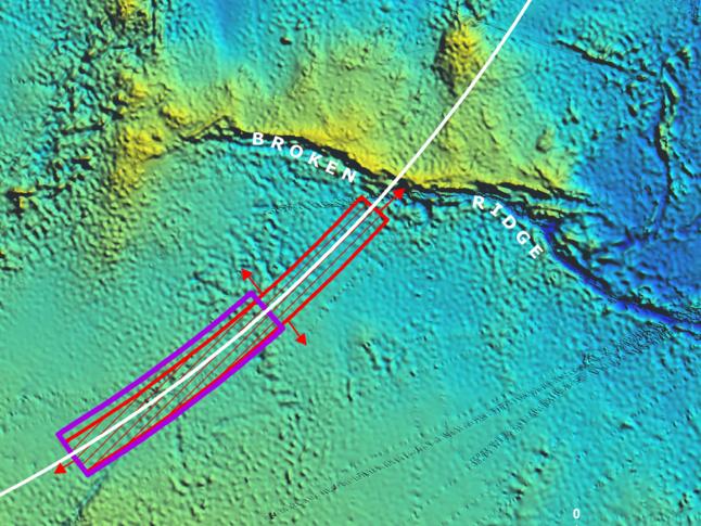 3/12/2015 - MH370 search area. New map showing the indicative priority search area in purple: Within the indicative priority area is a heat map showing the area of greatest likelihood in red. Picture: Supplied