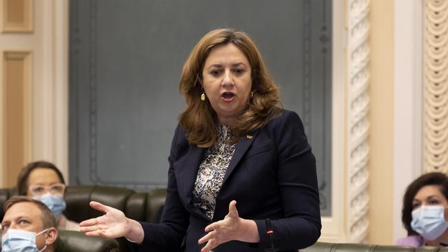 Queensland Premier Annastacia Palaszczuk speaks during question time at Queensland’s Parliament House. NewsWire / Sarah Marshall