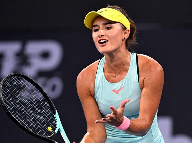 Australia's Arina Rodionova reacts during her women's singles match against USA's Sofia Kenin at the Brisbane International tennis tournament in Brisbane on January 2, 2024. (Photo by William WEST / AFP) / -- IMAGE RESTRICTED TO EDITORIAL USE - STRICTLY NO COMMERCIAL USE --