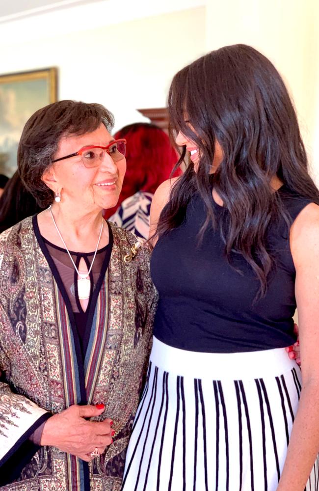 The Duchess of Sussex, right, speaks with South African female activist, Sophia Williams-De Bruyn. Picture: Sussex Royal via Getty Images