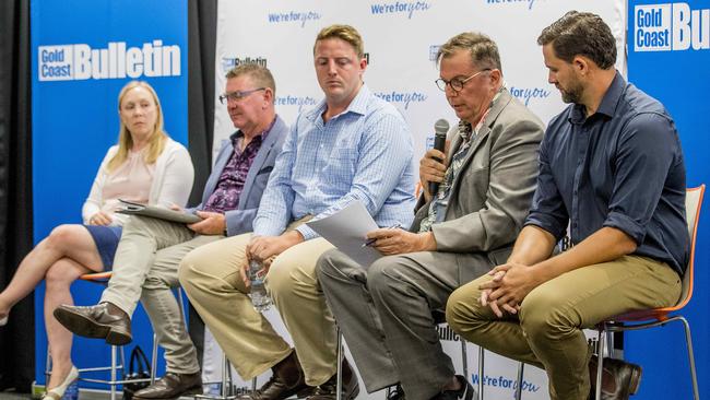 Candidates Renee Clarke, Pat Reynolds, Alec Pokarier, Andrew Stimson and Mark Hammel at the Bulletin forum. Picture: Jerad Williams.