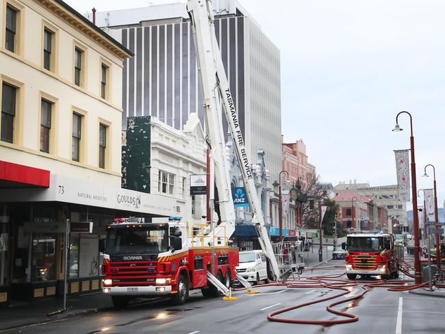 Overnight fire at the Brunswick Hotel in Liverpool Street Hobart. Picture: Nikki Davis-Jones