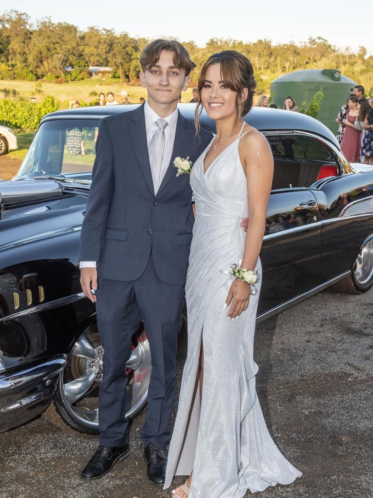 Luke Tully partnered Mai Connor. Mary MacKillop Catholic College formal at Rosalie House. Thursday, November 18, 2021. Picture: Nev Madsen.