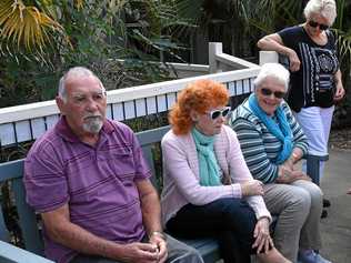 KEEP NURSES: Bill Potts, Pat Hyde, Anne Dettl and Victoria Hardy participate in a peaceful protest at the Blue Care Riverlea Aged Care Facility. Picture: Mike Knott BUN280717CARE2