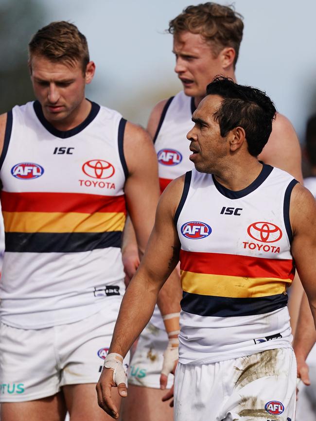 Eddie Betts after the Crows’ season-ending loss to Western Bulldogs. Picture: AAP Image/Scott Barbour