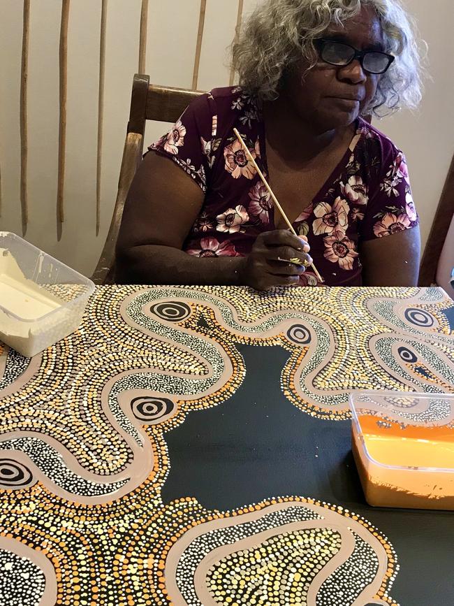 Artist Janet Tjitayi at work. Picture: Penny Hunter