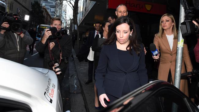 Kaila Murnain leaves The NSW Independent Commission Against Corruption public inquiry on Wednesday. Picture: AAP Image/Dean Lewins