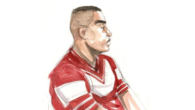 An illustration of Armstrong Renata in court.