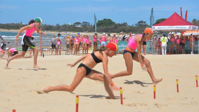 Action from the Queensland Youth Surf Life Saving Championships on February 17.