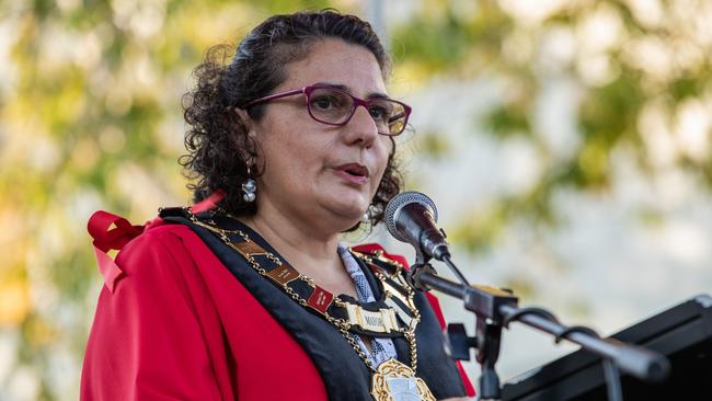 Mayor Athina Pascoe-Bell at the Freedom of Entry through Palmerston on Friday. Picture: Pema Tamang Pakhrin