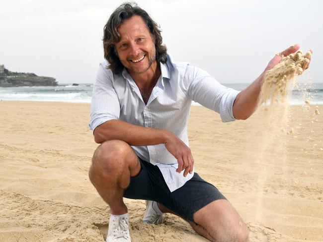 Janek Gazecki at Bondi Beach where he plans to fence off part of the beach for a restaurant and bar. Picture: NCA NewsWire/Joel Carrett