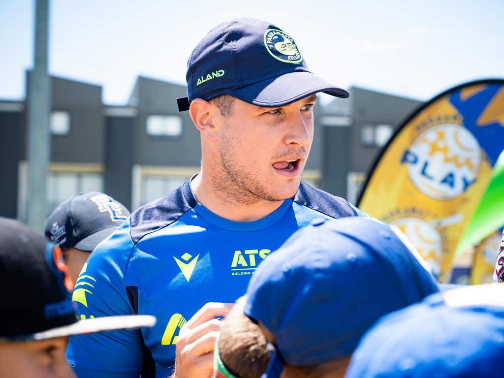 Mitchell Moses, star player for the Parramatta Eels at Motiv8, an Eels school holidays sports camp for over 400 kids. Picture: Tom Parrish