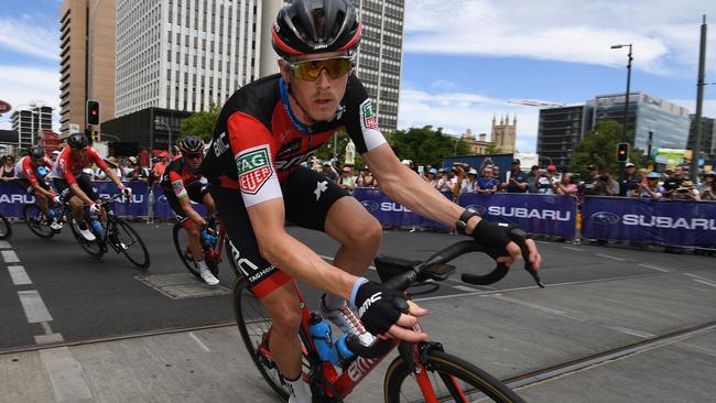 Australian Rohan Dennis crashed out of the Cadel Evans Great Ocean Road Race on Sunday. Picture: Dan Peled (AAP).