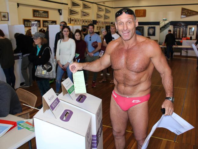 A voter at Bondi surf club. Photo: Kate Bastians
