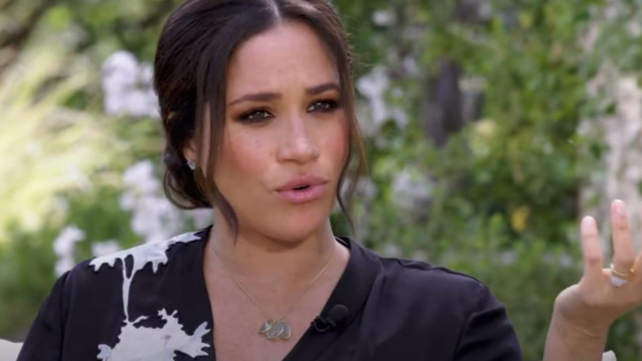 The Duchess of Sussex during her explosive Oprah interview. Picture: CBS