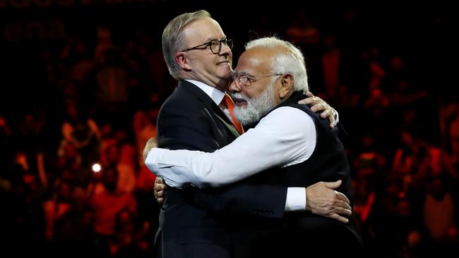 Mr Modi was celebrated at an event at Sydney Olympic Park. Picture: Lisa Maree Williams /Getty Images