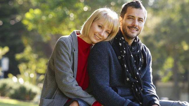 First home buyers Kasia Stalmach and her partner Marcello D'Atilia in Bondi They are saving hard for their first home. Picture: Justin Lloyd