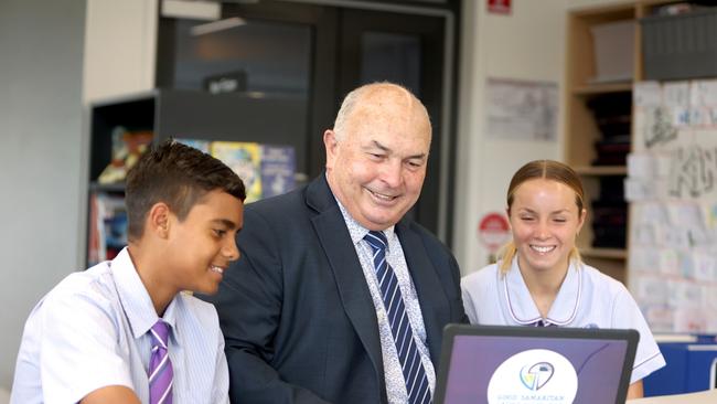 Good Samaritan Catholic College principal Greg Myers with students.