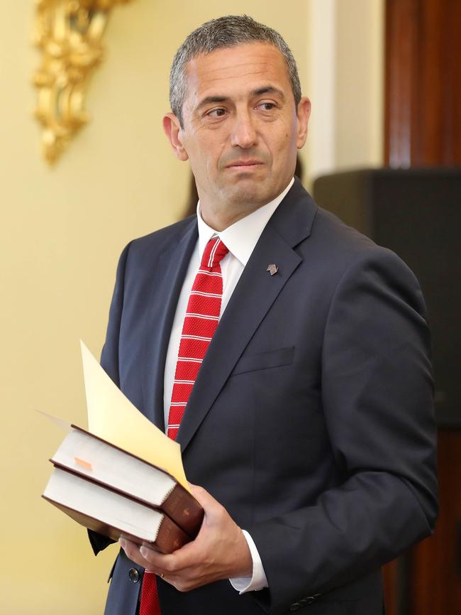 Tom Koutsantonis is sworn in as the new Minister for Infrastructure and Transport and Minister for Energy and Mining. Picture: NCA NewsWire/Dean Martin